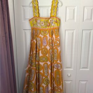 Alemais Yellow and Orange Paisley Sundress